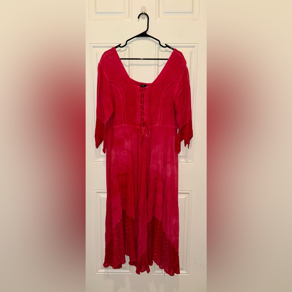 Vibrant Red Lace Dress